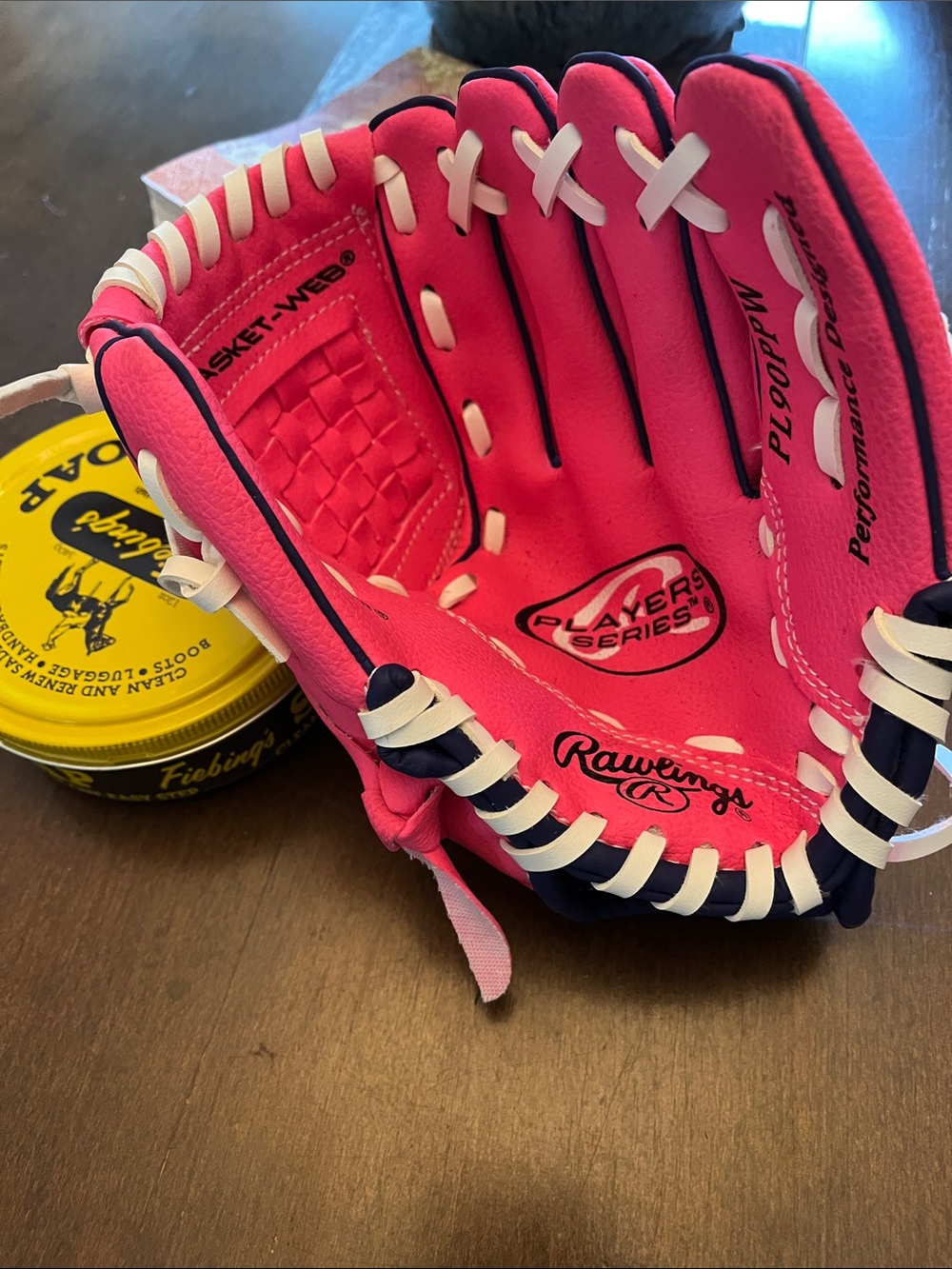 Rawlings Pink and Navy Youth Baseball Glove - Players Series